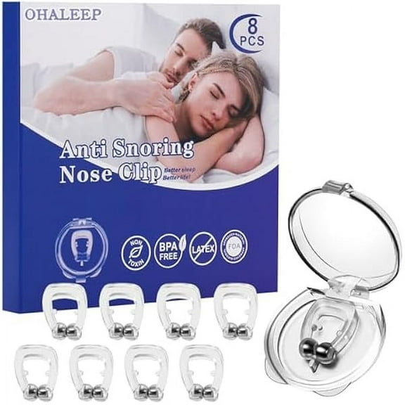 YJJSKEJI Anti Snoring Devices,Snore Stopper with Adjustable Magnet, Silicone Nose Clip Stop Snoring, Effective to Relieve Snoring, Snoring Solution Comfortable and Quieter Sleep, White, M