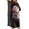 thumbnail image 5 of FKELYI Rose Flower Skull Print Kimono Coverups for Women Soft Beach Cover Up Half Sleeve Summer Cardigan Bikini Cover Ups Resort Wear Casual Cruise Outfits, 5 of 6