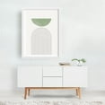 thumbnail image 2 of Green Moon No.3 - Mixed Media Minimalist Geometric Abstract Line Art Mid-Century Modern Modern Art Pastel White Framed Wall Art Print 6 x 8 inches, 2 of 3