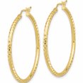 thumbnail image 3 of 10K Yellow Gold Diamond-Cut 2mm Round Tube Hoop Earrings (36.77 X 34.86) Made In Peru 10tc395, 3 of 6