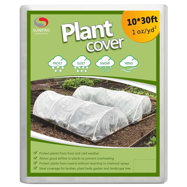 Plant Covers Freeze Protection, 10ft x 30ft 1.0oz/yd² Reusable Floating Row Cover, Frost Cloth for Outdoor Plants, Breathable F
