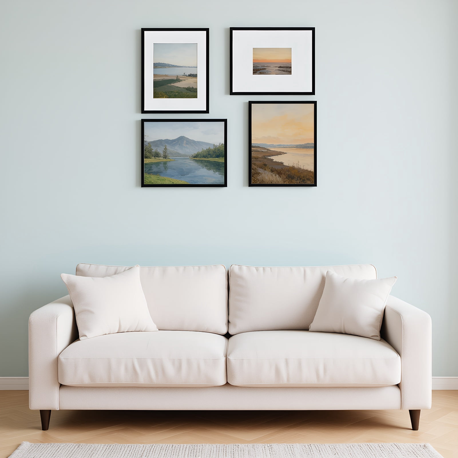 11x14 Black Picture Frame with Double White Mat Set of 4, for 5x7 to 11x14 Photos