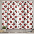 thumbnail image 2 of Ambesonne Fruits Valance & Curtain, Cartoon Apple Fruit Pattern, 55"x45", Dark Coral White Green, 2 of 6