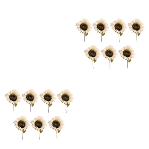 Cateissary 7 piezas de decoración de arreglo de ramo de flores de girasoles artificiales Blanco 2Conjunto