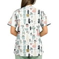 thumbnail image 6 of Junboys Scrubs for Women Short Sleeve - Plus Size V-Neck Animal Print Top, Womens Scrub Tops with Pockets, Cozy Fit Scrubs for Curvy,White L, 6 of 7