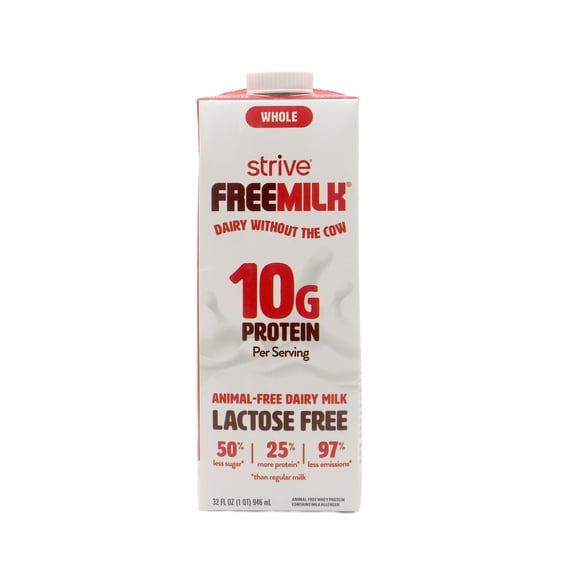 Strive Freemilk Lactose-Free Animal-Free Dairy Milk with 10g Protein, Low Sugar, 32 fl oz