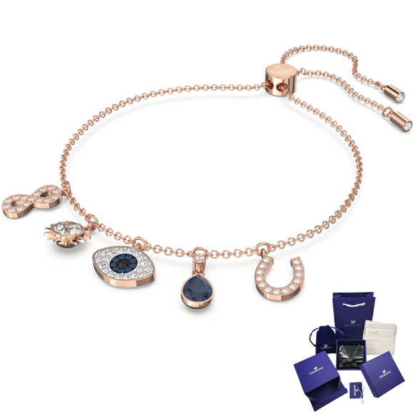 PULSERA BRAZALETE INFINITY OJO HERRADURA SUERTE SWAROVSKI MUJER+ KIT DE REGALO