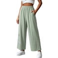thumbnail image 2 of Favoffer Women's Linen Embroidered Pants Loose Casual Solid Color Slimming Trousers Breathable Fashion Summer Bottom for Holiday Leisure Street, 2 of 6