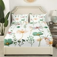 thumbnail image 2 of Watercolor Floral Fitted Sheet Queen,Sage Green Beige Flower Dragonfly Bed Sheets For Teens Adult Women Bedroom,Modern Minimalist White Bedding Set Pastoral Branches Aesthetic Sheets(No Top Sheet), 2 of 6