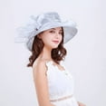 thumbnail image 2 of Women Church Cap Organza Fascinator Lady Cocktail Tea Party Foldable Adjustable Anti Sun Hat Flower Hat, 2 of 4