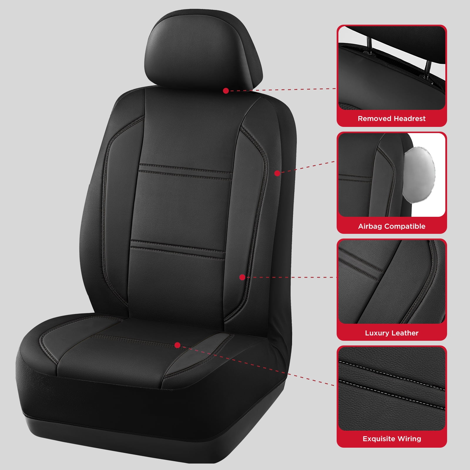 Rubbermaid Leather Car Seat,Sport-Style Car Seat Cover,Breathable,Easy to Clean,Universal Fit for Cars,Trucks and SUVs Black