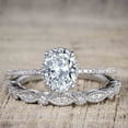 thumbnail image 4 of 1.50 Carat Oval cut Moissanite & Moissanite Trio Wedding Set with 18k Gold Plating, 4 of 6
