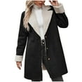 thumbnail image 2 of Patlollav Womens Winter Warm Composite Plush Button Lapel Collar Jacket Outwear Coat, 2 of 7