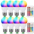 thumbnail image 1 of Bombilla LED ILC RGB que cambia de color, 5 W, 450 lúmenes, E26, 2700 K (paquete de 8), 1 of 8