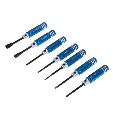 Radio Remote Control Transmitter - Tools Kit,7Pcs Tools Kit Hex Screw Driver Set For Transmitter RC Helicopter Plane Car Blue