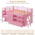 thumbnail image 2 of Low Loft Bed Twin Size with 6 Storage Drawers, Twin Metal Loft Beds with Desk, LED Lights and Storage Bookshelf, Modern Loft Bed Frame for Teens, Full-Length Guardrail & Ladder, Pink, 2 of 6