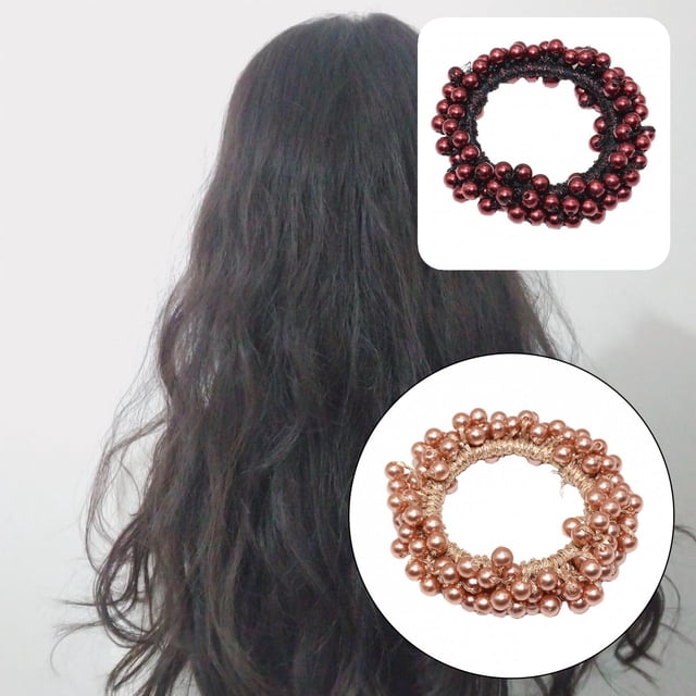 Big Faux Pearl Hair Tie Smooth Rubber Band Stretchy Solid Color Women Hair Rope Hair Accessories