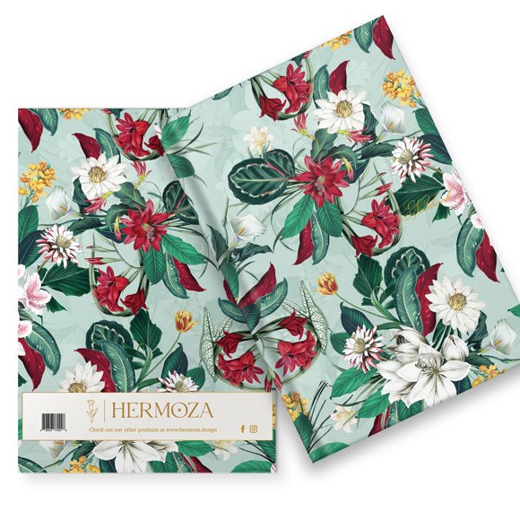 DESIGNER FLORAL HARDCOVER JOURNAL-LIGHT CYAN BLUE-LINED/RULED NO BLEED PAPER-GOLD FOILED-SATIN SILK BOOKMARK