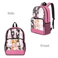 thumbnail image 2 of COEQINE Clear Backpack 17 Inch Transparent Polyester PVC Backpack for School, Heavy Duty Lightweight Travel Daypack, Large Bookbag Work Bag for Girls, Corgi Cherry Blossom Pink Polka Dots, 2 of 7