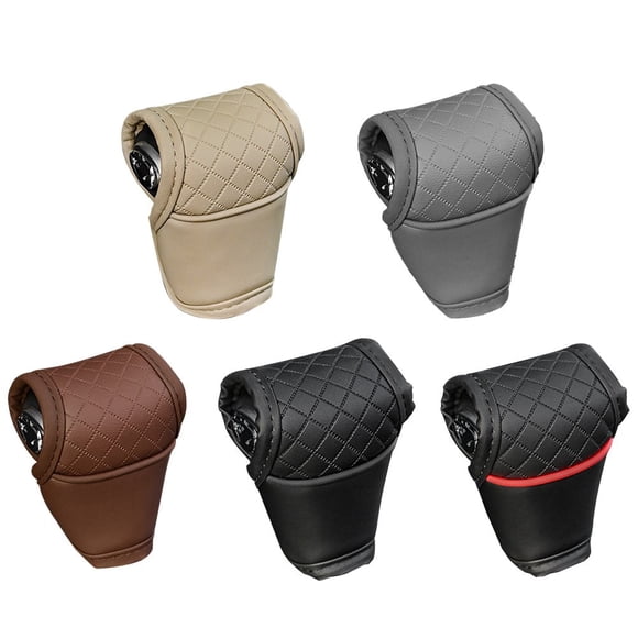 Car Pu Gear Shift Knob Cover Gear Shift Non-Slip Grip Handle Protective Covers Manual Car Interior Accessories Beige Mingyiq
