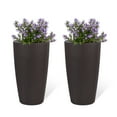 thumbnail image 2 of Olurrisa Set of 2 Faux Rattan Tall Planters 22 inch, Brown Large Plant Pots with Auto Watering System & Water Level Monitor, Indoor Outdoor Planters for Garden, Patio, Porch, 2 of 11