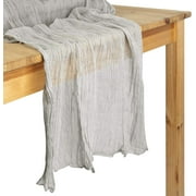 Gauze Table Runner Extra Long Table Runner, Farmhouse Table Runner, Cheesecloth Tablecloth (Light Gray, 28.3 x 157-Inch)