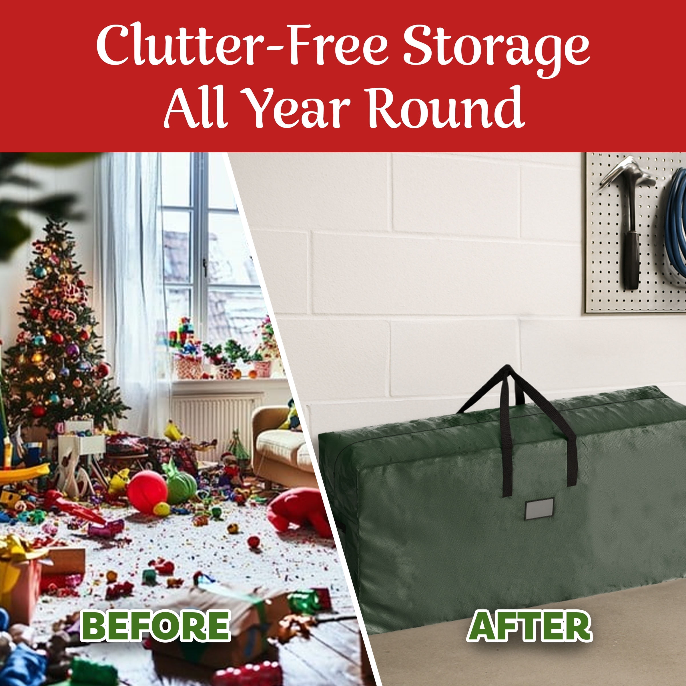 Elf Stor 48-Inch-Long with Handles and Zipper Closure for Christmas Trees, Clothing Storage (Green)