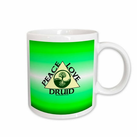 

3dRose Peace Love Druid on Green Ceramic Mug 11-ounce