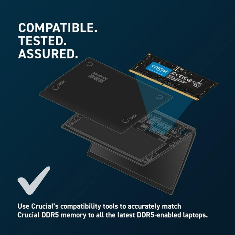 Crucial 32GB RAM Stick (2 x 16GB) DDR5 4800 (PC4 38400) 262