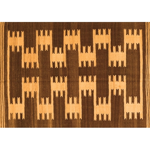 Ahgly Company Indoor Rectangle Abstract Orange Contemporary Area Rugs, 3' x 5'