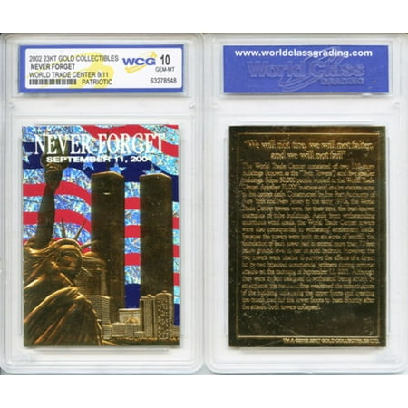 - WORLD TRADE CENTER 9/11 Anniversary 2002 Gold Card Patriotic Graded GEM MINT 10