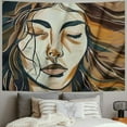 thumbnail image 2 of Shiartex Abstract Boho Tapestry Wall Hanging Modern Bohemian Aesthetic Face Dorm Room Minimalist Geometric Terracotta Brown Line Woman Bedroom Wall Art Home Decor Painting, 2 of 6