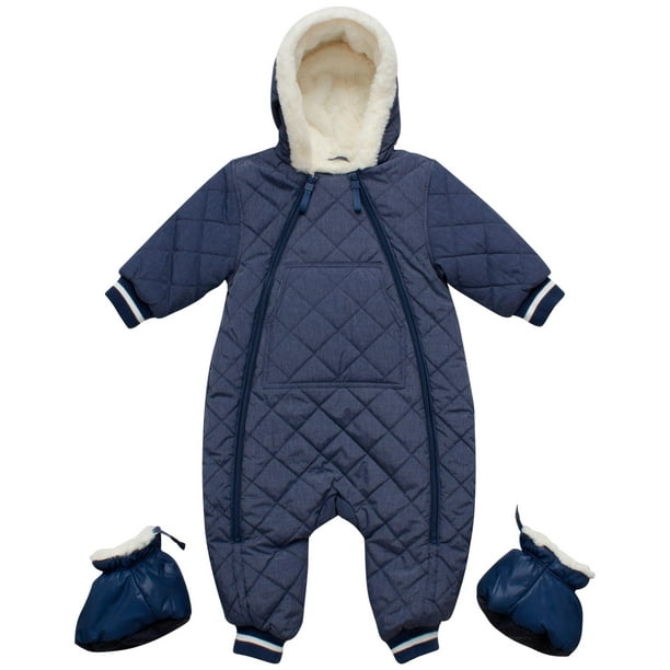 URBAN REPUBLIC Baby Boys’ Pram Snowsuit Quilted Fleece Lined Bodysuit