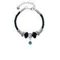 thumbnail image 2 of Delight Jewelry Crystal Green Channel Drop Daughter Celtic Knot Leather Bead Bracelet, 7"+2" Extender, 2 of 4