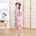 thumbnail image 4 of Girls Short-sleeved Cheongsam Dress Comfortable Breathable Button Collar Low Split Design Chinese Traditional Costume For School Party, 4 of 8
