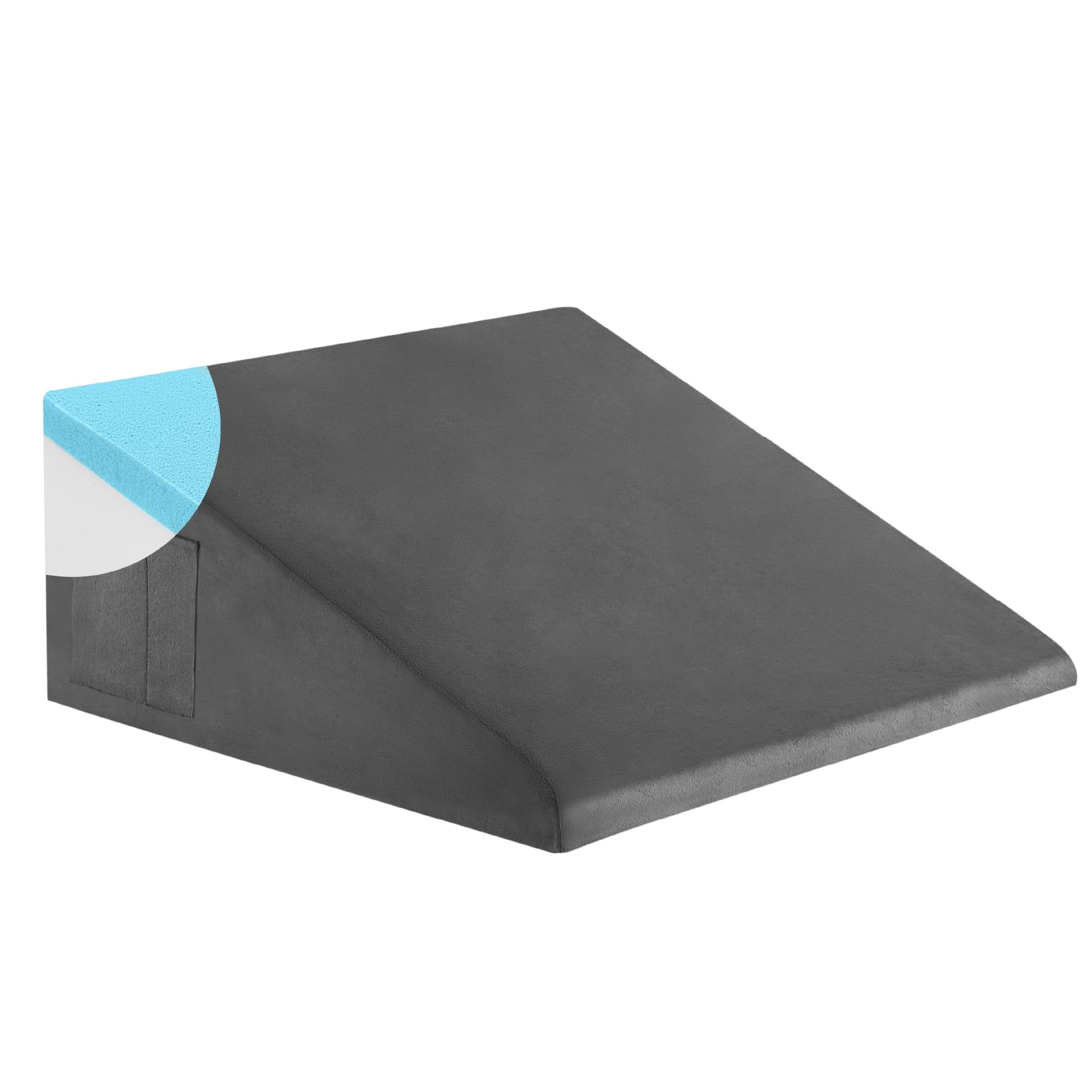 Wedge Pillow  8 Inch Bed For Headboard Acid Reflux Sleeping After Triangle - Memory Foam Top Plush Grey