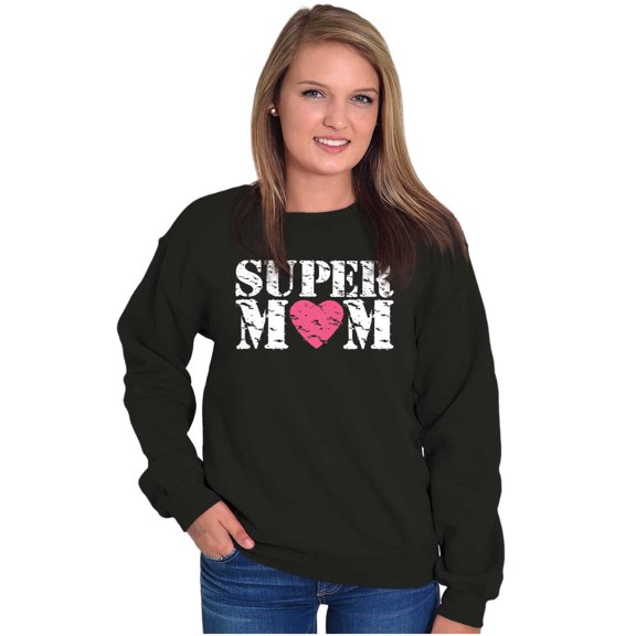 Super Mom Mother's Day Love Heart Women Plus Size Crewneck Sweatshirt Brisco Brands 2X