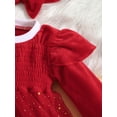 thumbnail image 6 of Infant Baby Girls Christmas Romper Dress Sequin Fur Trim Ruffle Velvet Skirt Bodysuit Headband Xmas Winter Clothes, 6 of 8