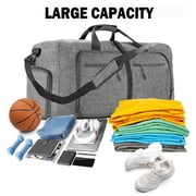 XUEYU 24 Large Travel Duffle Bag for Men, 65L Foldable Travel Duffel Bag with Shoes Compartment, Overnight Bag for Men Women Waterproof, Travel Bag for Traveling Camping Touring, Gray
