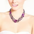 thumbnail image 3 of Boho Summer Purple Shell Triple Layer Amethyst Statement Necklace, 3 of 3