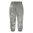 thumbnail image 3 of Mujeres Capri Pantalones Casual Suelto Largo Pantalones de Impresión con Corbata Elástica Cintura Y Bolsillos, 3 of 6