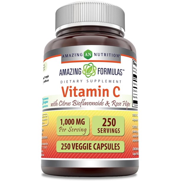 Amazing Formulas Vitamin C (Ascorbic Acid) 1000mg with Rose Hips