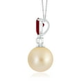 thumbnail image 2 of ANGARA Golden South Sea Cultured Pearl & Pear Ruby Drop Pendant in Platinum for Women | June Birthstone, Birthday, Anniversary, Jewelry Gift for Women | Pearl Necklace, 2 of 9