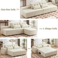 thumbnail image 3 of Modular Sectional Sofa, Convertible 3 in 1 Sleeper Sofa Bed with 4 Storage Space, 77''-111'' Wide 4 Seaters Sectional Sofa Couch with Pull Out Bed, 4 Pillows for Living Room, Corduroy Beige, 3 of 9