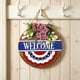 thumbnail image 1 of Letrero colgante de madera patriótico con gnomo – Decoración de pared redonda para el Día de la Independencia, 1 of 6