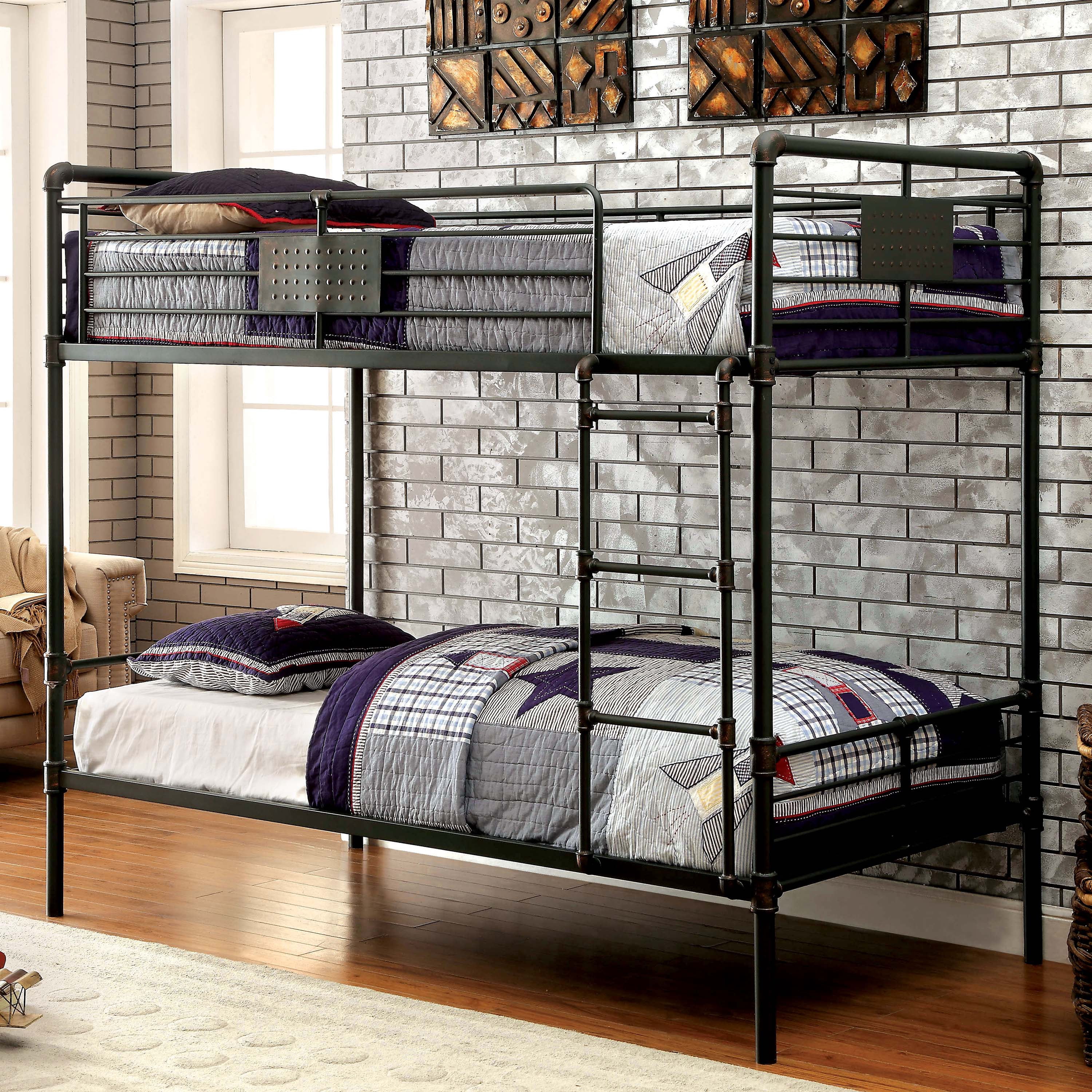 Furniture of America Seanze Metal Antique Black Twin/Twin Kids Bunk Bed
