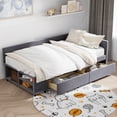 thumbnail image 3 of Harper & Bright Designs Wood L-Shaped Upholstered Daybed with Side Storage Shelf, Twin Size Velvet Sofa Bed with 2 Drawers for Bedroom, Gray, 3 of 15