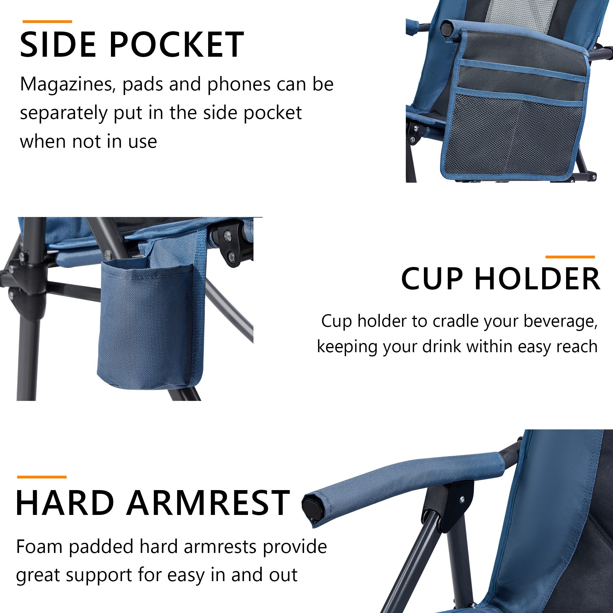 Portal Folding Camping Rocking Chair, 400 lbs photo 3