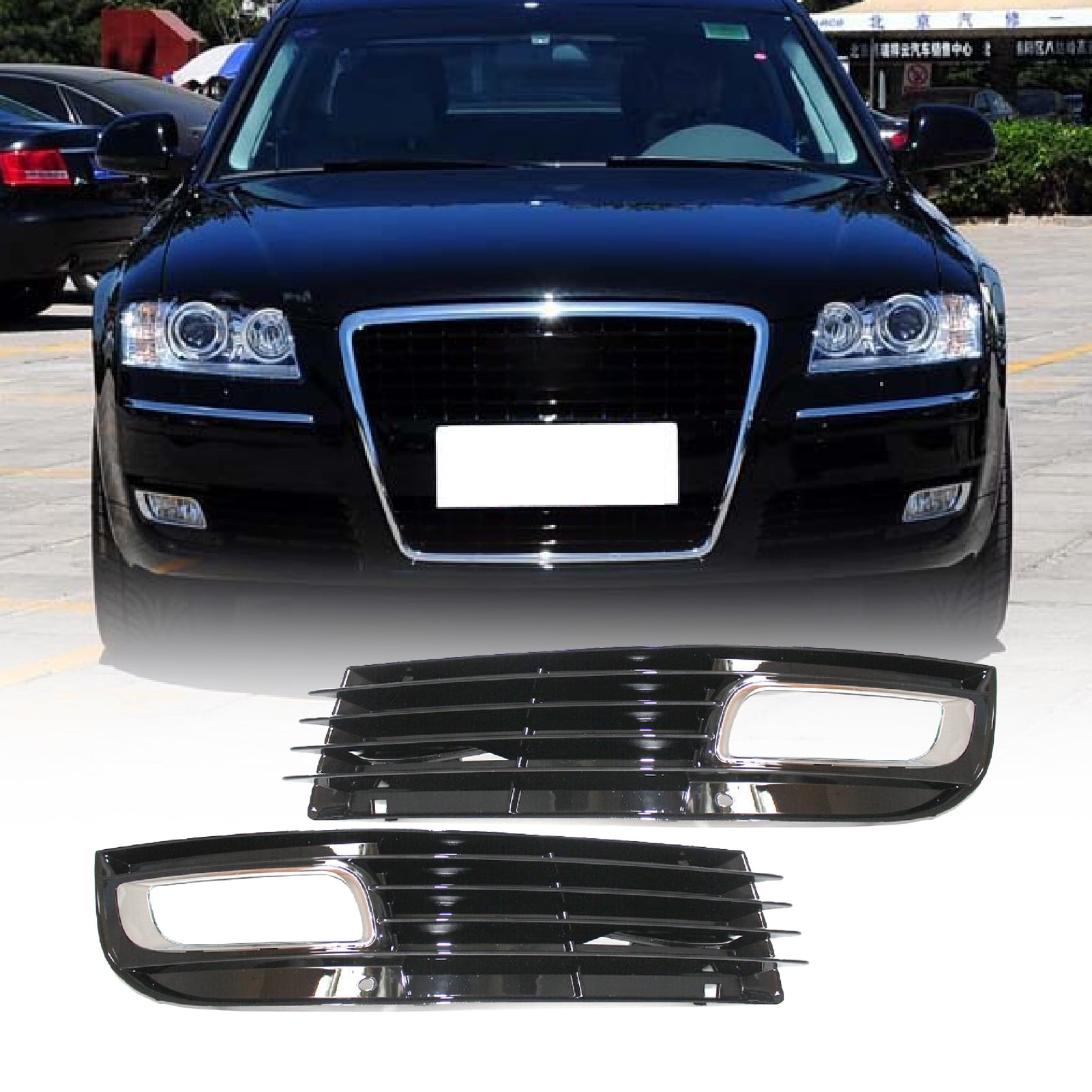 LH AUDI A8 2009 left front bumper lower grille with fog lights hole