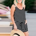 thumbnail image 4 of Mefallenssiah Womens Summer Stripe Neck Sleeveless Tank Short Jumpsuit Vest Drawstring Rompers, 4 of 4